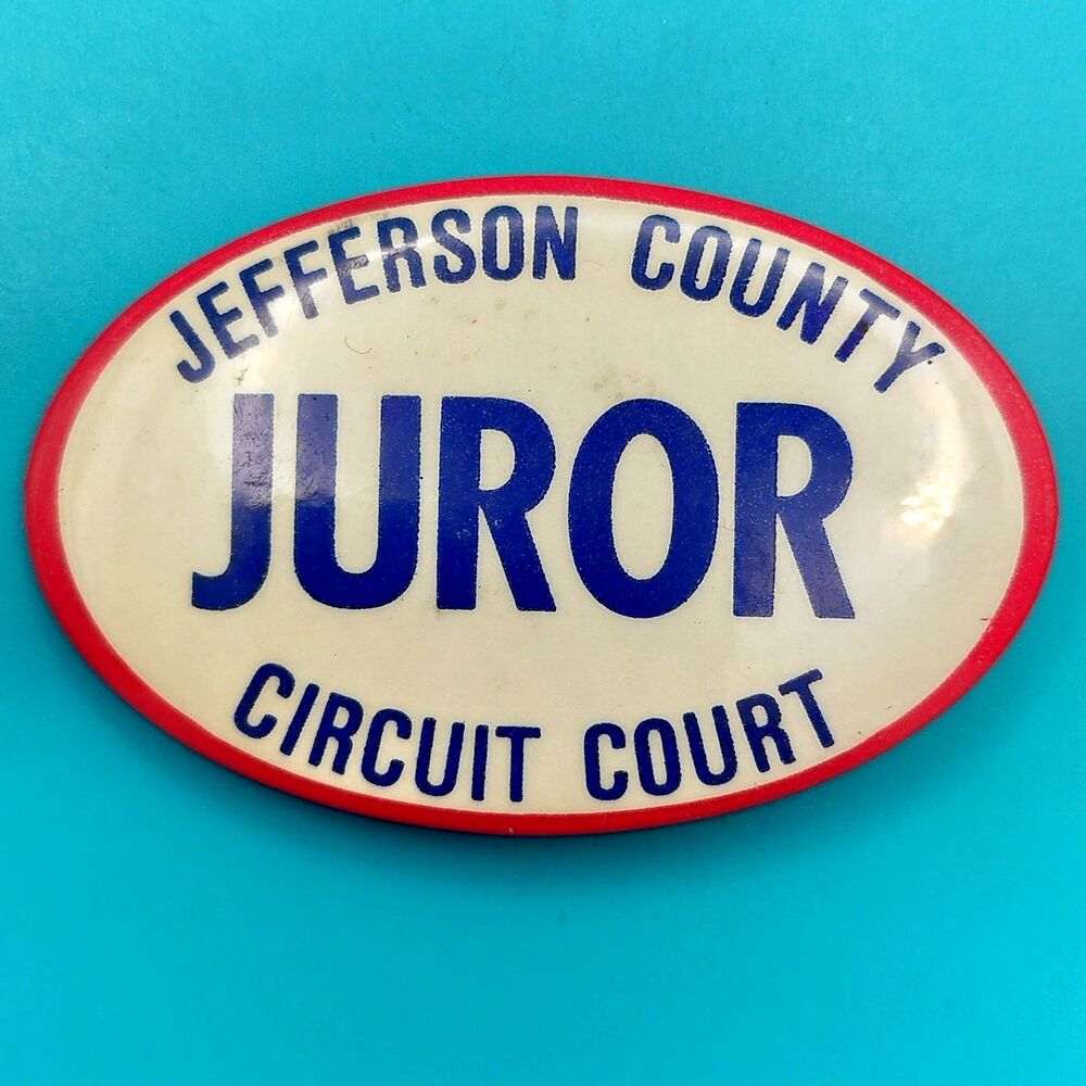Jefferson County Juror Circuit Court Vintage Pinback Button Pin